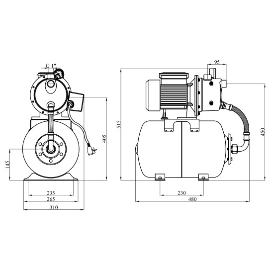 Додаткове фото - Насосна станція Agua AT JET 100S Нmax 48 м Qmax 52 л/хв P 1100Вт корпус нержавіюча сталь