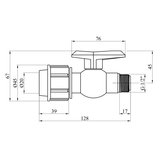 Додаткове фото - Кран ПЕ SantehPlast 20х1/2" РЗ