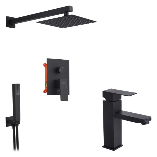 Головне фото - Набор 2 в 1 душова система Kroner Edelstahl Kubus-SCH082+ змішувач Edelstahl Kubus-SCH010