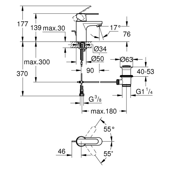 Додаткове фото - Змішувач для раковини Grohe QuickFix Get S-Size 32883000
