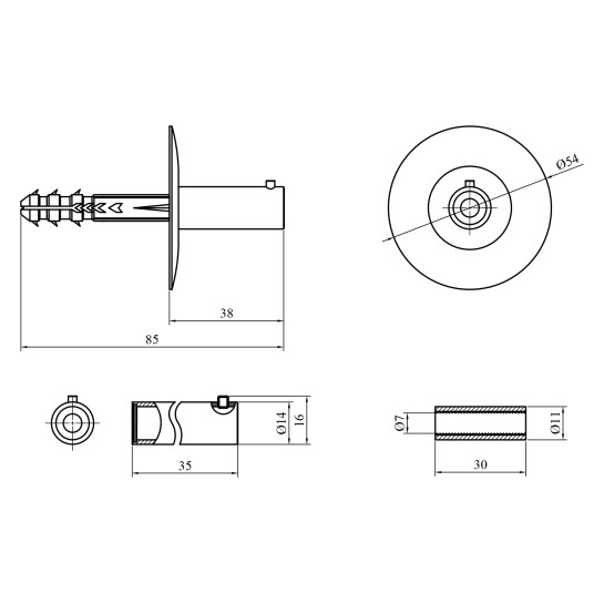 Додаткове фото - Кріплення для електричної рушникосушки Kroner 16мм