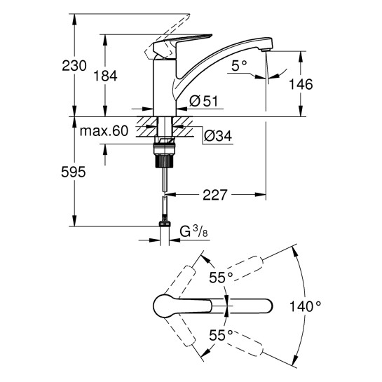 Додаткове фото - Змішувач для кухні Grohe QuickFix Start 324412432