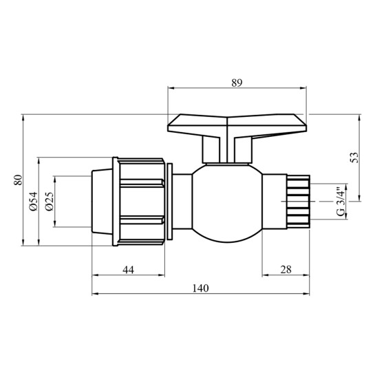Додаткове фото - Кран ПЕ SantehPlast 25х3/4" РВ