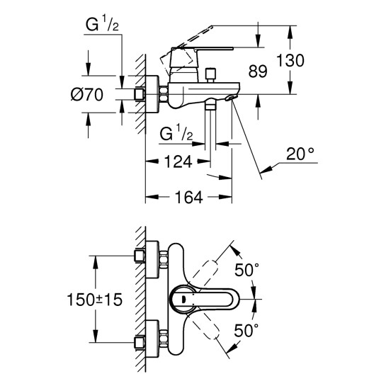 Додаткове фото - Змішувач для ванни Grohe QuickFix Get 32887000