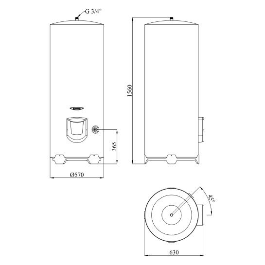Додаткове фото - Водонагрівач Ariston ARI 300 STAB 570 THER MO EU з мокрим ТЕНом 3000597