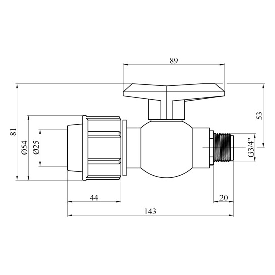 Додаткове фото - Кран ПЕ SantehPlast 25х3/4" РЗ