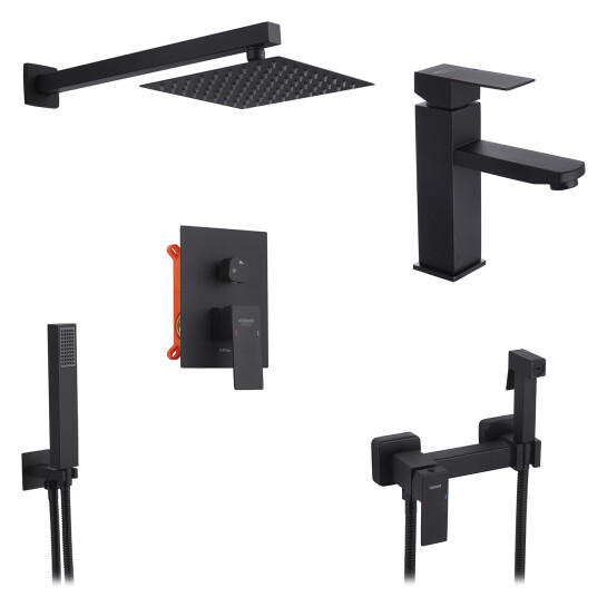 Головне фото - Набор 3 в 1 душова система Kroner Edelstahl Kubus-SCH082 + змішувач Edelstahl Kubus-SCH010 + змішувач Edelstahl Kubus-SCH052