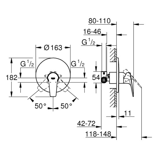 Додаткове фото - Змішувач прихованого монтажу для душу Grohe Start Flow 29116000