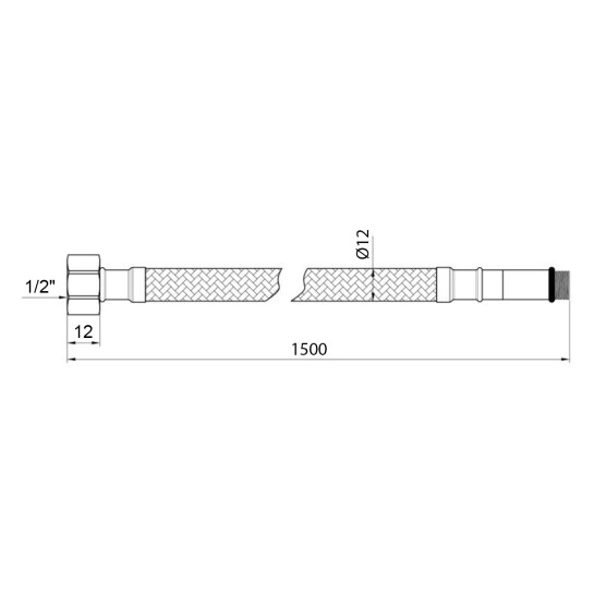Додаткове фото - Гнучка підводка для підключення змішувача Kroner KRP 1/2"хМ10 ВЗ 150 см в обплетенні з нержавіючої сталі (пара)