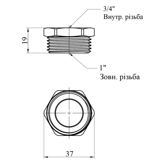 Додаткове фото - Футорка посилена LexLine 1"х3/4" ЗВ нікельована НК0705-Вн