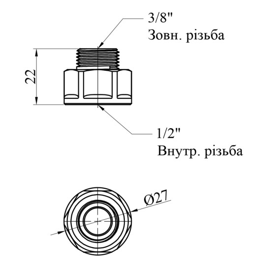 Додаткове фото - Перехід посилений LexLine 1/2"х3/8" ВЗ нікельований НК0640-Вн