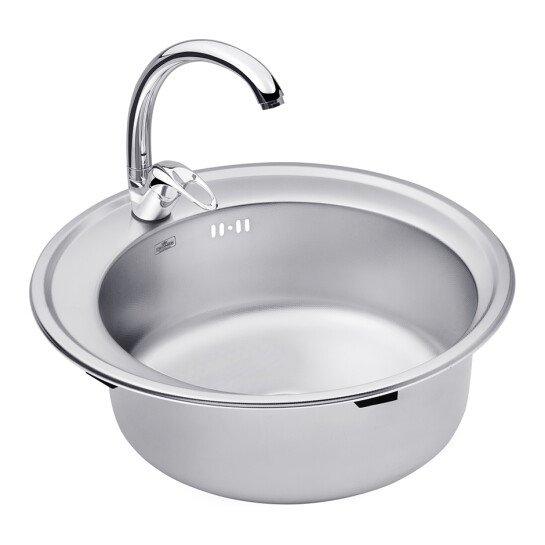 Головне фото - Набір кухонна мийка Kroner KRP Dekor - 510 (0.8 мм) + змішувач для кухні Agua Leon - C032