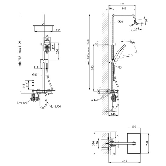 Додаткове фото - Душова система Agua Acero - AVION 04759AM
