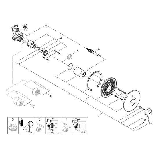 Додаткове фото - Змішувач прихованого монтажу для ванни Grohe Start Flow 29117000