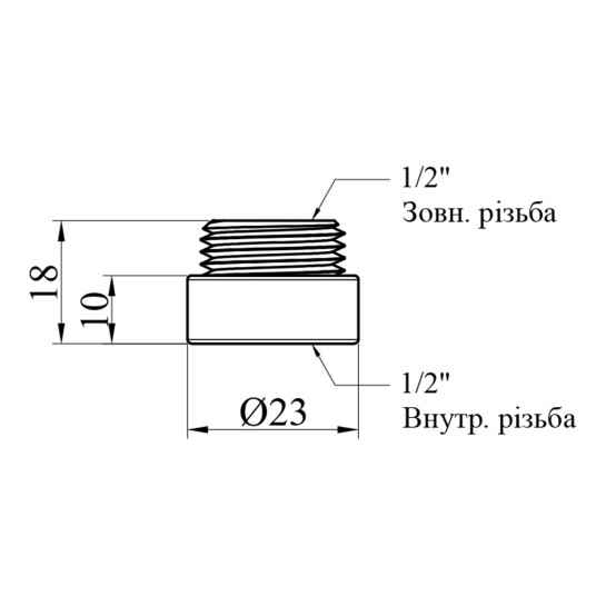 Додаткове фото - Подовжувач STA 1/2" ВЗ, L=10 мм латунний