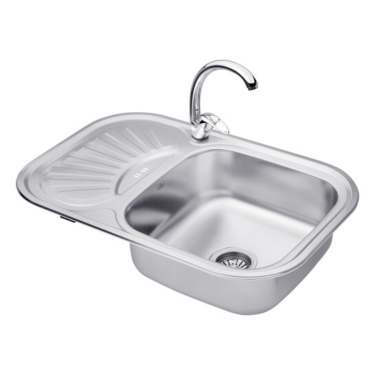 Головне фото - Набір кухонна мийка Kroner KRP Dekor - 7549 (0.8 мм) + змішувач для кухні Agua Leon - C032