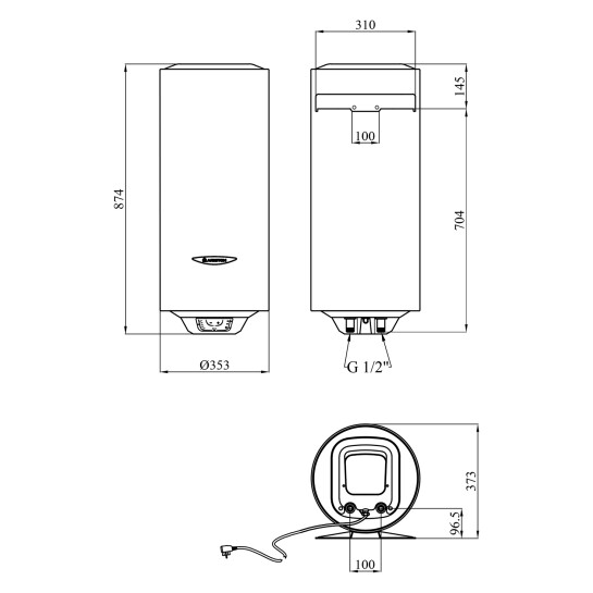 Додаткове фото - Водонагрівач Ariston Slim PRO1 ECO 50V 1,8K PL EU з мокрим ТЕНом 3626460