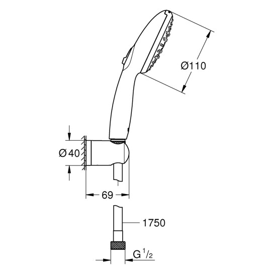 Додаткове фото - Душовий набір Grohe QuickFix Vitalio Start 110 26769001