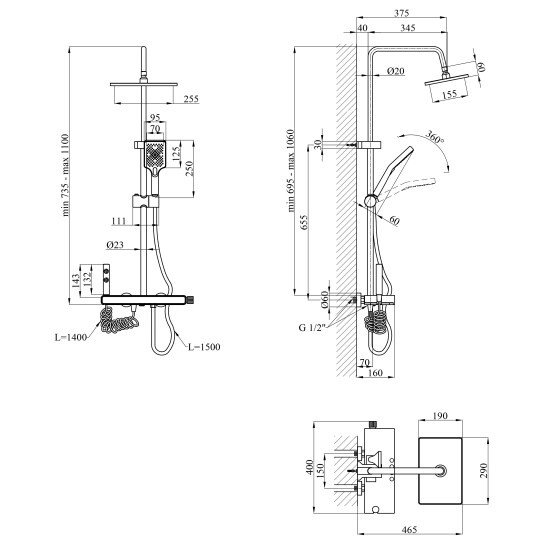 Додаткове фото - Душова система Agua Acero - AVION 5013AM