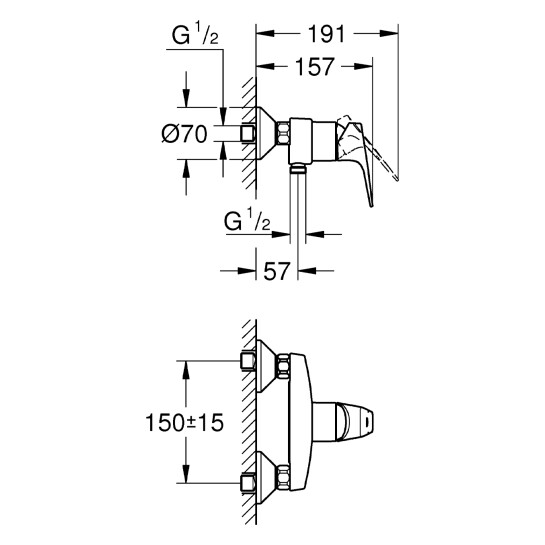 Додаткове фото - Змішувач для душу Grohe Start Flow 23771000