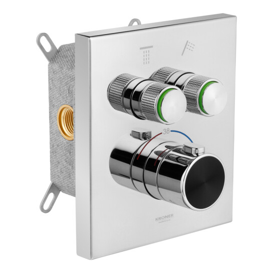 Додаткове фото - Душова система прихованого монтажу термостатична Kroner Element Thermo 211461-0101