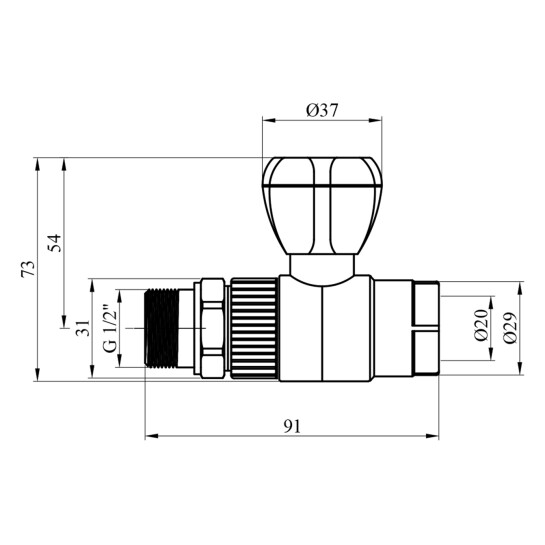 Додаткове фото - Кран радіаторний прямий PPR GrandiTherm 20х1/2"