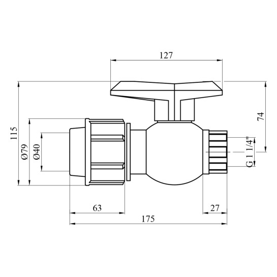 Додаткове фото - Кран ПЕ SantehPlast 40х1 1/4" РВ