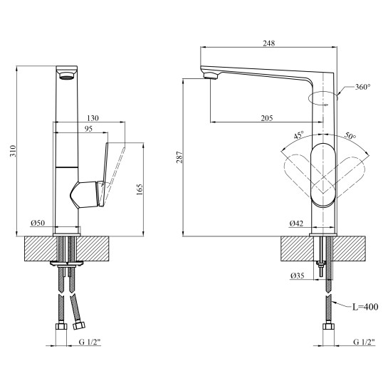 Додаткове фото - Змішувач для кухні Kroner Element 211512A-3801