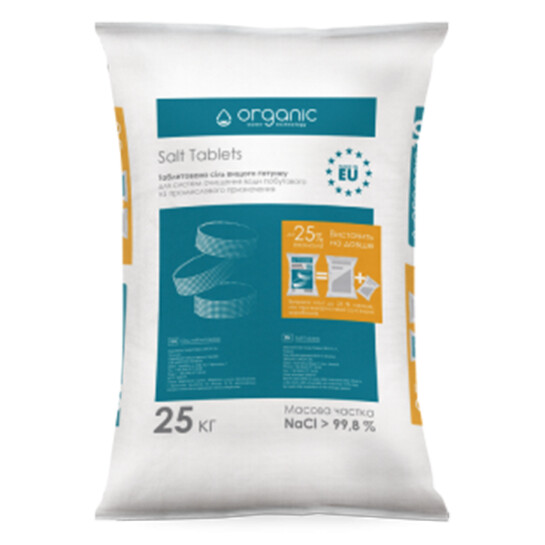 Головне фото - Сіль таблетована для систем очищення води Organic 25 кг