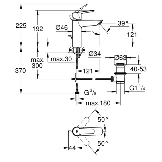 Додаткове фото - Змішувач для раковини Grohe QuickFix Start M-Size 23455002