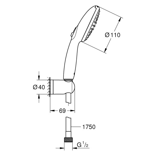 Додаткове фото - Душовий набір Grohe QuickFix Vitalio Start 110 27950001