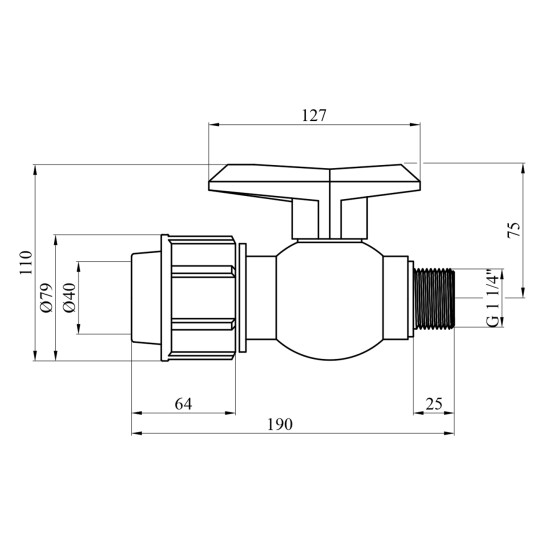 Додаткове фото - Кран ПЕ SantehPlast 40х1 1/4" РЗ