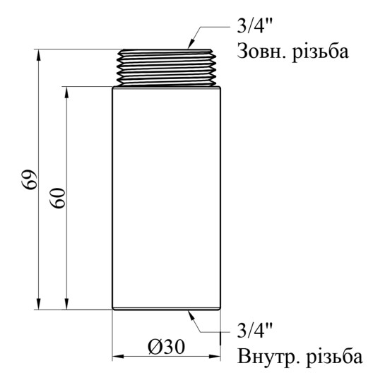 Додаткове фото - Подовжувач STA 3/4" ВЗ, L=60 мм латунний
