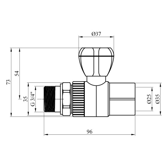 Додаткове фото - Кран радіаторний прямий PPR GrandiTherm 25х3/4"