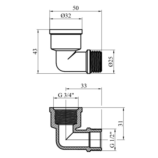 Додаткове фото - Кутник перехідний посилений LexLine 3/4"х1/2" ВЗ латунний УК0104-В