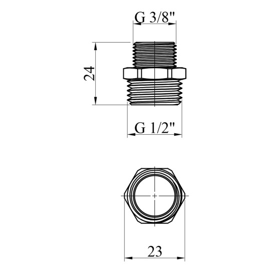 Додаткове фото - Ніпель перехідний посилений LexLine 1/2"х3/8" ЗЗ нікельований НК0540-Вн
