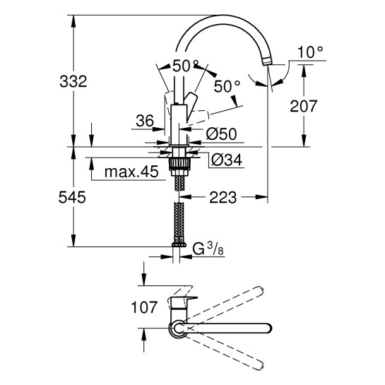 Додаткове фото - Змішувач для кухні Grohe QuickFix StartEdge 30529001