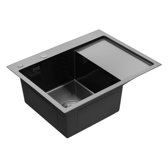 Додаткове фото - Кухонна мийка Kroner KRP Schwarze - 6350LHM PVD (3.0/1.0 мм)