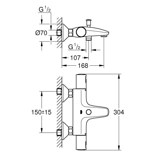 Додаткове фото - Змішувач термостатичний для ванни Grohe QuickFix Precision Start 345982430