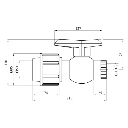 Додаткове фото - Кран ПЕ SantehPlast 50х1 1/2" РВ