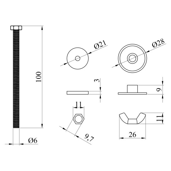 Додаткове фото - Кріплення бачка до унітаза Direct 100 мм (нержавіюча сталь/пластик)