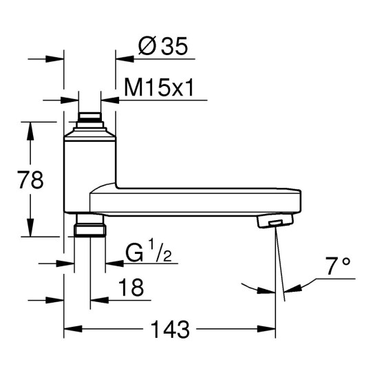 Додаткове фото - Вилив із вбудованим перемикачем Grohe QuickFix 134502430