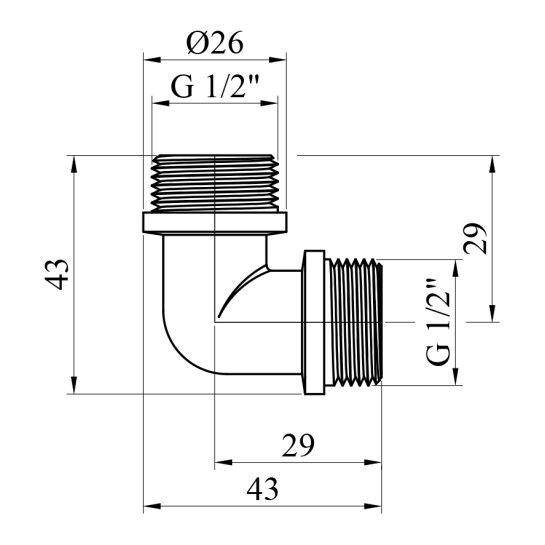 Додаткове фото - Кутник посилений LexLine 1/2" ЗЗ латунний УК0113-В