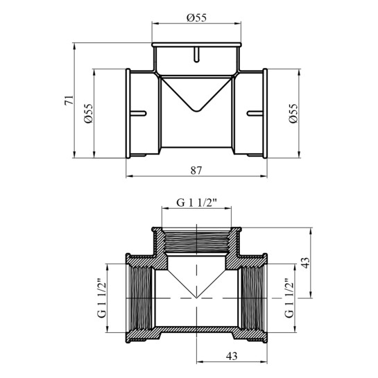 Додаткове фото - Трійник посилений LexLine 1 1/2" ВВВ нікельований НК0207-Вн