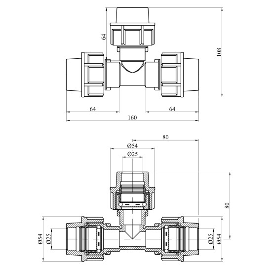 Додаткове фото - Трійник ПЕ STR 25х25х25 мм 