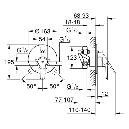 Додаткове фото - Змішувач прихованого монтажу для ванни Grohe QuickFix Start 23558002 на 2 споживача