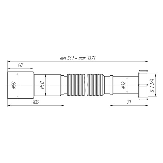 Додаткове фото - Гофра ANIplast 1 1/4''х40/50 мм 800-1550 мм K216