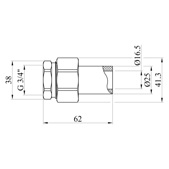 Додаткове фото - Американка PPR GrandiTherm 25х3/4" мм РВ (довга)