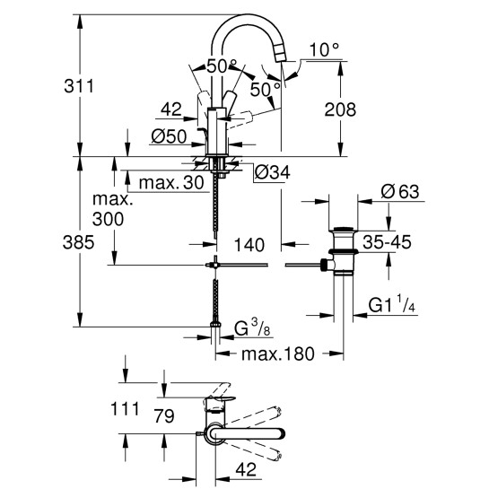Додаткове фото - Змішувач для раковини Grohe QuickFix Start L-Size 24203002