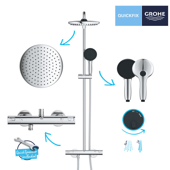 Додаткове фото - Душова система термостатична Grohe QuickFix Vitalio Comfort System 250 26677001